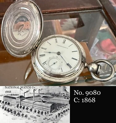 NATIONAL WATCH Co. Mat. Laflin No. 9080 Silver Hunting 1868- LOW No.! - Image 1 of 4