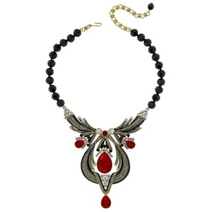 SIGNED SPECTACULAR Heidi Daus Draped in Deco Siam Version Statement Necklace - Picture 1 of 2