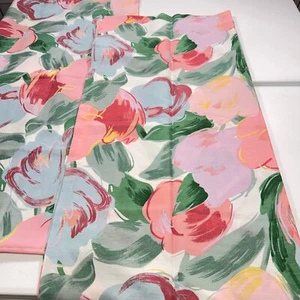 vintage dan river curtain panel pair green tulips floral blend y2k 90s - Picture 1 of 12