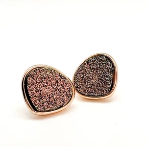 Pendientes Kenneth Cole perforados tono oro rosa druzy brillo firmados - Imagen 1 de 11
