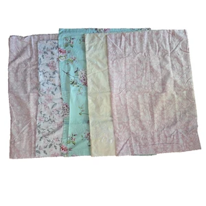 5 Queen Pillowcases Pink Aqua Beige Some New For Fabric Remnants As Is - Picture 1 of 6