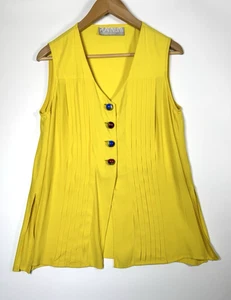 Blusa Vintage Platino por Dorothy Schoelen Mediana Amarilla Años 80 Plisada Artística Top - Imagen 1 de 20