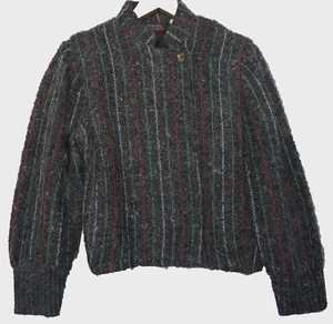 Vintage 80s It's Magic Toni Garment Striped Wool Crop Jacket Size M Prep Grunge - Picture 1 of 13