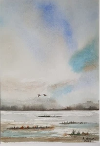 'Flying Home II' Original Framed Watercolour Painting Unique Gift - Picture 1 of 8