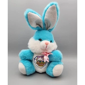 Dan Dee Hoppy Hopster Easter Bunny Rabbit Plush Blue Embroidery Vintage MTY 14” - Picture 1 of 11