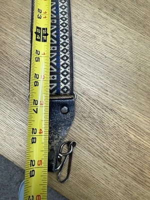 Vintage Woven Hippie Hippy SLR Camera Neck Strap Leather 29” - Image 1 of 4