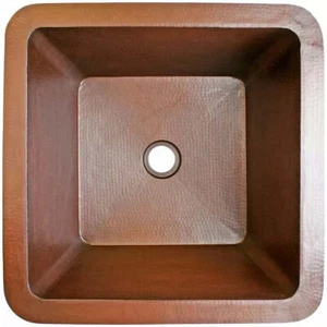 Linkasink Hammered Metal 20" Square Sink-Drop-In or Undermount-Weathered Copper - Picture 1 of 5
