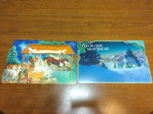 Vintage Hallmark Christmas Manger & All Is Calm Door Wall Decoration Lot of 2NOS - Picture 1 of 15