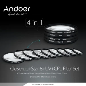 62mm +CPL+Close-+4 +Star 8-Point Filter Circular Filter Kit B3G4 - Picture 1 of 12
