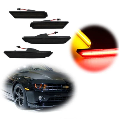 Juego de 4 luces LED de parachoques laterales ahumadas para Chevy Camaro 2010-2015 Foto 1 de 4