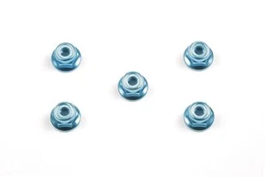 Tamiya 53159 4mm Anodized Aluminum Flange Lock Nuts (Blue, 5 Pcs), (TT01/TT02) - Picture 1 of 3