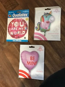 Helium balloon bundle love heart valentine date her girlfriend unicorn x3 - Picture 1 of 4