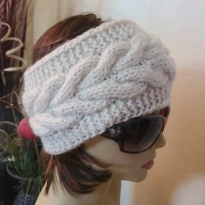 Handmade Women's Cable Knit Headband Off White One Size - Imagen 1 de 9