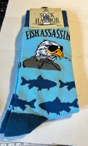Sock Harbor Novelty Socks Men's Fish Assassin ~Bald Eagle NWT'S - Picture 1 of 1