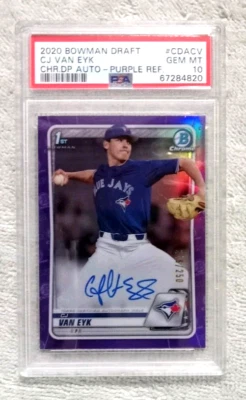 2020 1st Bowman Chrome CJ Van Eyk Purple Refractor Auto SP /250 PSA 10 Gem Mint - Image 1 of 2