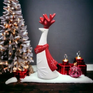 Reindeer Figurine Candle Holder Ceramic 12 1/2" H Tea Light Holder Figure - Picture 1 of 9