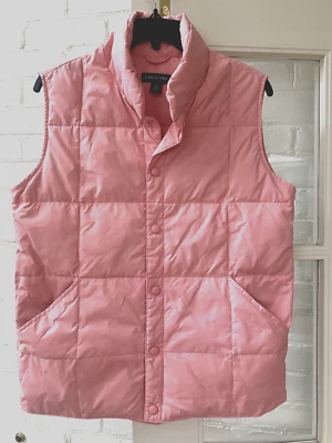 LANDS' END GIRL'S PEACH PINK DOWN QUILTED VEST LARGE 14-16 - Image 1 of 4