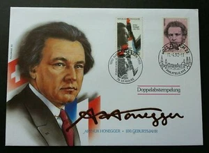 [SJ] Switzerland France Joint Issue Arthur Honegger 1992 (Joint FDC) *dual PMK - Picture 1 of 5