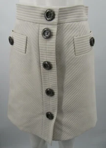 Marc Jacobs Beige Silk-Blend Textured Button-Up A-Line Skirt sz 4 - Picture 1 of 4