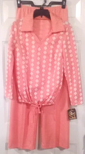 Vintage Damen orange/weiß 2-teiliges Hosenset Größe 10 - Bild 1 von 4