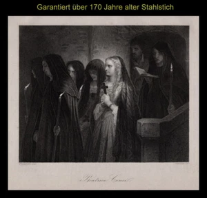 Beatrice Censi, 1577 - 1599 auf dem Weg zur Hinrichtung. Stahlstich um 1860 - Picture 1 of 1
