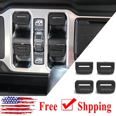 4PCS Black Window Switch Control Button Cover For 2018+ Jeep Wrangler JL JT 4Dr Foto 1 de 4