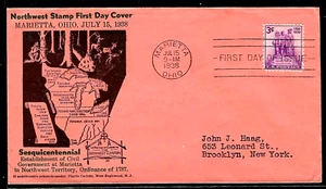 837 3c Stamp (1938) NORTHWEST TERRITORY FDC FROM PILGRIM CACHETS - SCARCE !!! - Picture 1 of 1