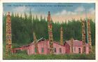 Postcard AK Ketchikan Totem Poles Haida Indians Residences Seamanship BC Coast