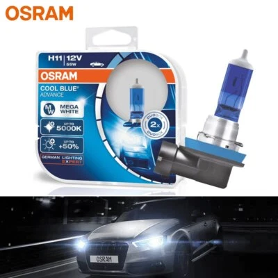 Osram H11 Cool Blue Advance 5000K White Car Headlight Halogen Globes 12V 55W, 2x - Image 1 of 4