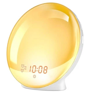 Alarm Clock Wake Up Light with Sunrise Sunset Simulation 7 Colours Natural Sound - Picture 1 of 6