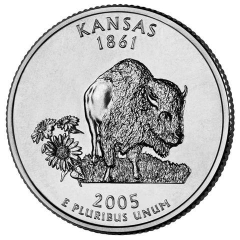 2005 D Kansas State Quarter.  Uncirculated from US Mint roll Cover
