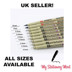 SAKURA PIGMA MICRON FINELINER ALL SIZES PIGMENT INK PEN! 01 005 Fine Liner - Picture 1 of 1