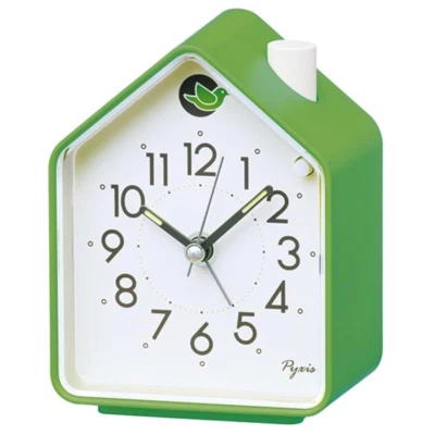 SEIKO Alarm Clock Analog Nature Sound H110mm W86mm Pyxis Bird Green NR452M Japan - Image 1 of 3