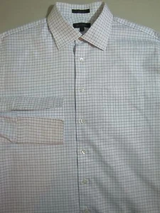 JOHN W NORDSTROM French Cuff Dress Shirt 17 / 35 White Check Egyptian Cotton - Picture 1 of 7