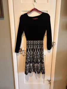 Cynthia Rowley Knit Sweater Dress Size Extra Small black white Stretch - Picture 1 of 4