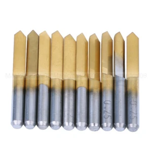 10x Titanium Coated Carbide PCB Engraving CNC Bit Router Tool 90 Degree 0.1mm - Picture 1 of 3