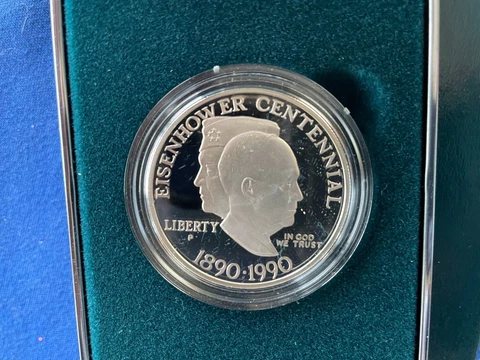 EISENHOWER CENTENNIAL PROOF SILVER DOLLAR 1991 with COA Cover