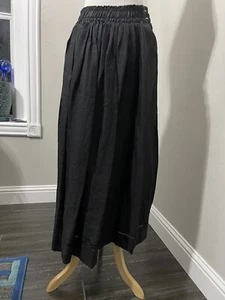 Vtg Linen Gene Ewing Bis Skirt Women Small Black Prairie Whimsigoth Wednesday - Picture 1 of 18