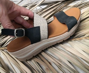 Sandals Paula Urban Beige And Black Size 40 Fr Mint - Picture 1 of 17