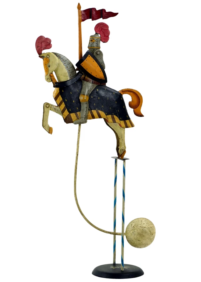 Medieval Knight On A Horse Sky Hook Teeter Totter 22" Tin Balance Folk Art Toy - Image 1 of 1
