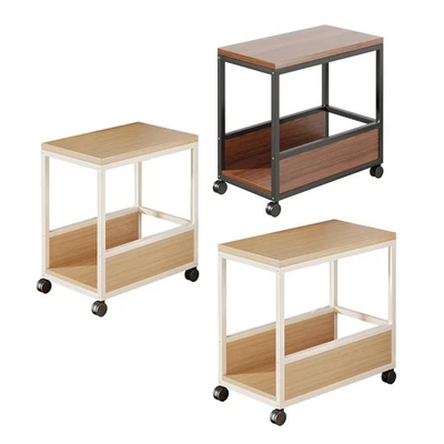 CPU Holder Wooden Rolling Cart Mobile for Gaming Home Office 2 Tier PC Stand - Image 1 of 2