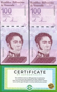 VENEZUELA 100 DIGITALES 2021 Qty 2 Pcs UNC 100 Million Bolivar USA SELLER COA - Picture 1 of 5