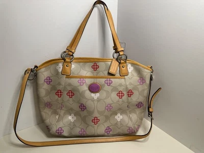 Bolso de Hombro Coach F22224 Peyton Signature Trébol Bolso Bandolera Cuero Foto 1 de 4