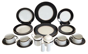 Mikasa Fine China LAD03 Grandeur Black Dinnerware Set 24 Piece Service for 4 - Picture 1 of 10