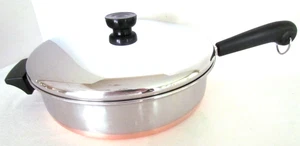 VINTAGE REVERE WARE 10" FRITTEUSE/PFANNE DOPPELGRIFF 3" TIEF + DECKEL GEBRAUCHT, IN EINWANDFREIEM ZUSTAND - Bild 1 von 8