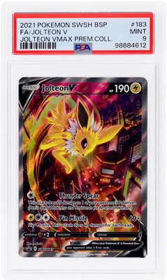 2019 Pokemon Sword and Shield Black Star Promo Jolteon V PSA 9 - Image 1 of 2