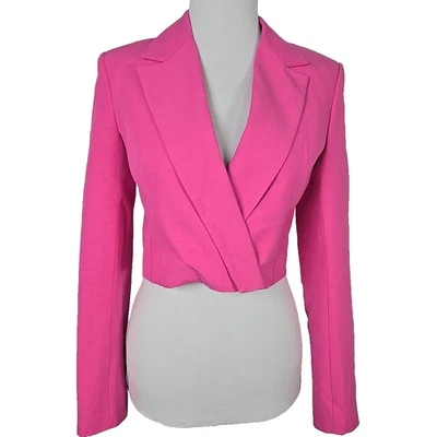 Chaqueta Blazer ZARA Rosa Algodón Recortado Doble Pecho Talla XS Nueva Foto 1 de 4