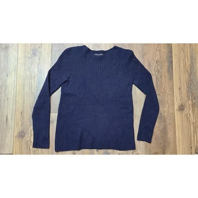 Suéter feminino Banana Republic Filpucci lã cashmere mistura M azul marinho malha com nervuras - Imagem 1 de 4