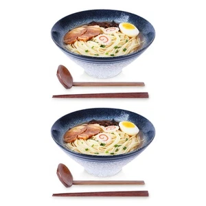 Ramen Bowls, Ramen Noodle Soup Bowl, 2 Sets (6 Piece) 60 Ounce, with Spoons a... - Picture 1 of 7