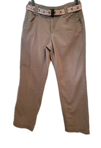 CABELA'S Ladies Pants Beige belt Size 8 Embroidered Chinos Outdoor Casual - Picture 1 of 10